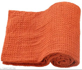 Breathable soft cotton waffle throw, 40x60 inches, for indoor/outdoor use. Geometric pattern in cozy decor