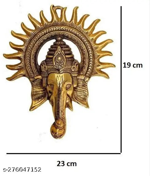 Gold-toned Ganesh Kiran Wall Hanging Idol, Vastu-friendly for home, temple, office, or gifting, L-B-H-19x3x22.5 cm