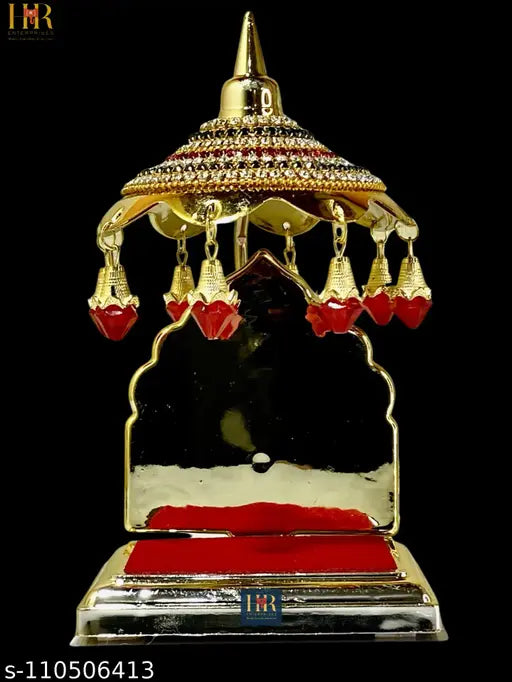 Gold-toned plastic decorative umbrella for idols, handcrafted artifact showpiece for home decor