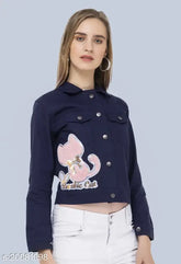 Denim waistcoat, classic elegant women's jacket with long sleeves, self-design net pattern, XS to XXL sizes