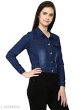 Denim waistcoat for women, urban elegant solid design, long sleeves, size S-XL (India)