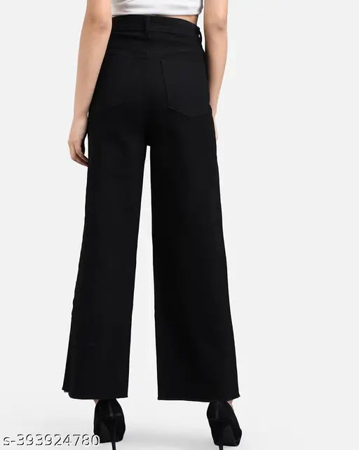 Women's black stretchable denim straightfit boot lag jeans, size 28/29/30/32/34 (waist 27/29/31/33/35)