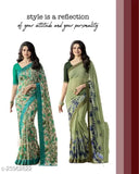 Two Georgette sarees, free size, printed pattern, daily wear - Hemlata brand, Indian origin