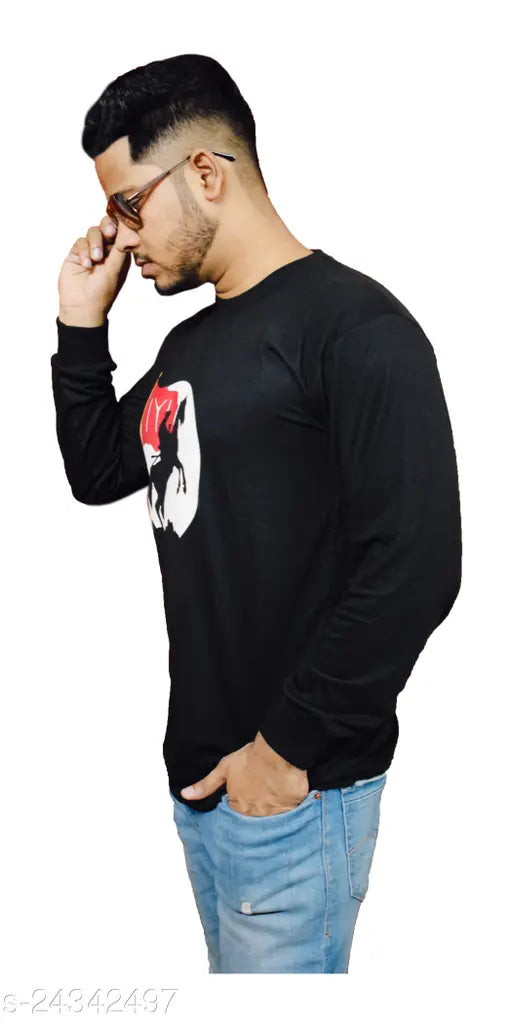 Men's cotton blend Ertugrul Kayi Kabeela T-Shirt, long sleeves, printed pattern. High-quality Indian-made T-shirt for men with Ertugrul Gazi design