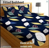 Cotton botanical-print superfine double bed fitted sheets with two pillow covers, ideal for summer adult use
