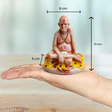 Marble God Idol: Om Sai Gifts Akkalkot Shri Swami Samarth Murti, 8cmL x 10cmH x 6cmB, ideal for pooja room or home decor