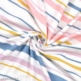 Blue & yellow striped 100% cotton king floral bedsheet by Haus & Kinder - Includes 2 complimentary pillow covers, perfect for summer use and easy care