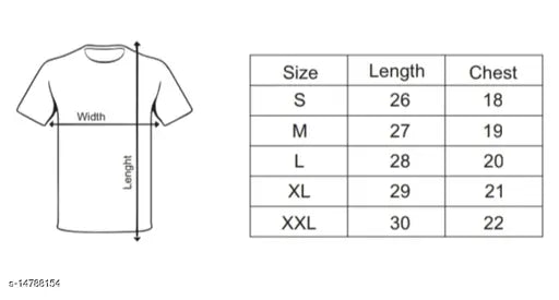 Mens cotton blend roundneck half-sleeve T-shirt with printed tea design, stylish and comfortable for casual wear (M: Chest 38in, Length 27in)