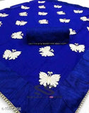Heavy net saree with butterfly embroidery, Indian handcrafted silk blouse