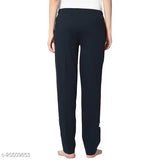 Blue cotton blend solid straight-fit trousers for women, perfect fit for a 32 waist and 38 in length. Made in India