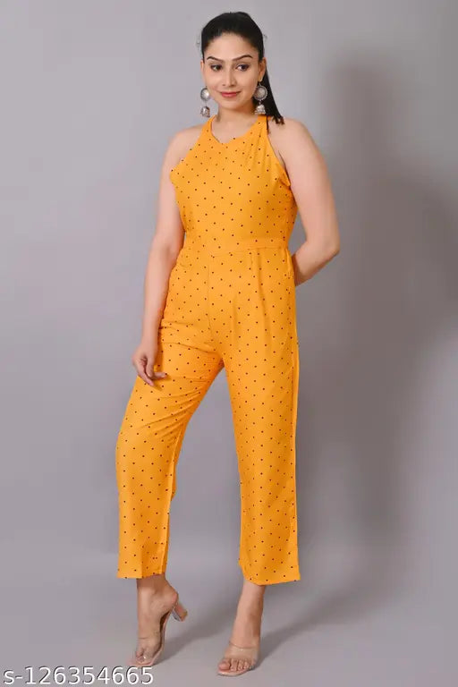 Rayon sleeveless printed net jumpsuit by YOZZ Dot Print, vibrant design on XL size