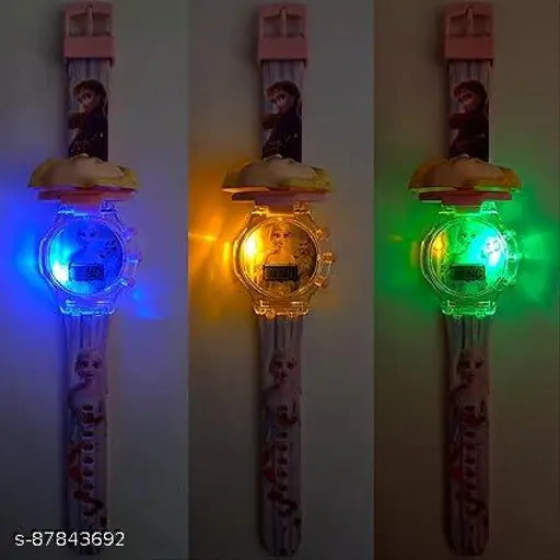 Blue eyes Frozen kids watch, digital music watch for girls, free size with discli lights, Indian-made children's accessory