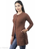 Ogarti acrylic women's long cardigan, self-design knitted pattern, M, L, XL, XXL sizes available