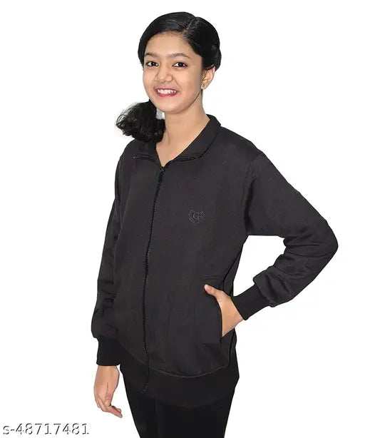 Modern classy girls cotton blend jacket & coat - solid color children's winter wear, ideal gift