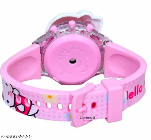Pink digital kitty watch, latest design for kids' fashionable wrists, durable and high-quality Indian make