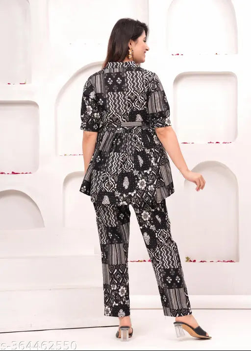 VCJ Present Women's cotton printed coord set, short-sleeved casual coords from India