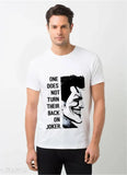 Colorful printed cotton round neck joker t-shirt with devil smile, short sleeves, popular pop culture design