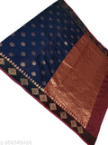 New trending cotton copper zari saree with stylish zari butta for women, print pattern on georgette fabric