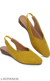 Yellow synthetic leather ballerinas by Laxmi Trace for women