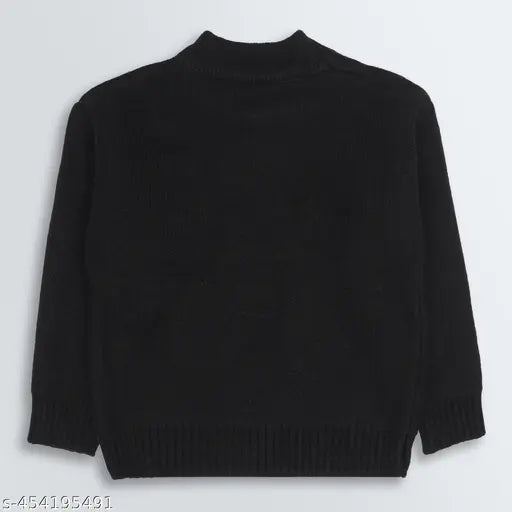 Brown acrylic kids' loose fit sweater with self-design, suitable for 5-6 years