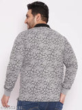 Grey cotton blend checked print plus size long sleeve Wild West t-shirt for men, stylish and trendy