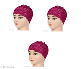 Red stretchable lace Hijab Cap, traditional design for keeping hair off face, Made in India