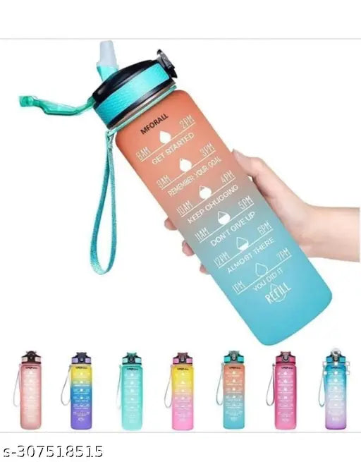 Multicolor 1L leak-proof sipper water bottle, ideal for everyday use and outdoor activities - BIS/ISI certified