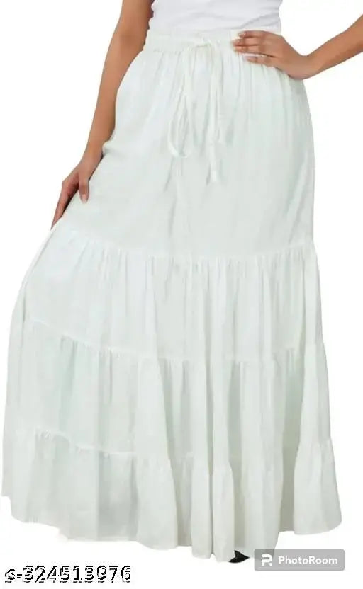 Stylish trendy rayon western skirt for women, solid net fabric, available in sizes 26, 28, 30, 32, 34, 36, 38, 40, 42, free size