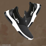 High vision EVA sole black running shoes for men, ideal for sports and parties