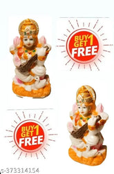 Multicolor Saraswati Murti (Height: 11cm, Pack of 1), unbreakable PVC decorative idol for religious pooja