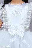 White net dress, sleeveless & embellished for kids 4-9 years, Indian craftsmanship