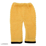 Yellow wool self-design hoodie sweater for baby, long sleeves on display in 0-6 months size