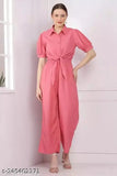 Solid crepe short-sleeve jumpsuit (2PCS), Indian-made women's outfit for size S