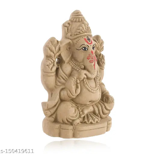 Eco-friendly ceramic Ganesha Idol, biodegradable and handcrafted, filled with positive energy