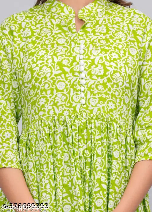 Refined rayon three-quarter sleeve printed combo single kurti from Jivika, Indian anarkali suit with short length and dupatta sets, available in sizes S-XXXXL and 4XL