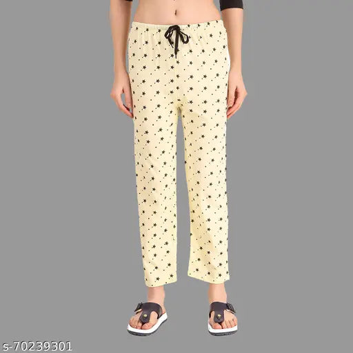 Comfortable cotton multicolor maxi-length pyjama lounge pants for women & girls (pack of 3), soft fabric with elastic waistband for sleepwear, nightwear, yoga wear, or jogging wear