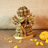 Brass Indian Goddess Statue - Gayatri Ma Idol for Puja Mandir Temple, 9cm L x 11.5cm H x 5cm B, 1.1KG weight, brass material