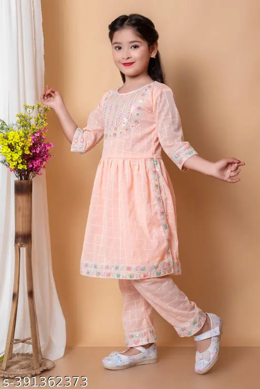 baby Naira Setss cotton blend salwar girls dress, floor length, three-quarter sleeves, Indian ethnic wear for girls aged 2-10