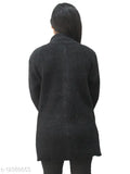 Matelco women's solid high black wool sweater with long sleeves, high-quality knitwear for autumn and winter fashion