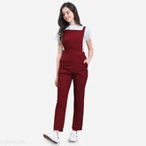 Rayon solid women's dungaree, short sleeves, casual wear from India