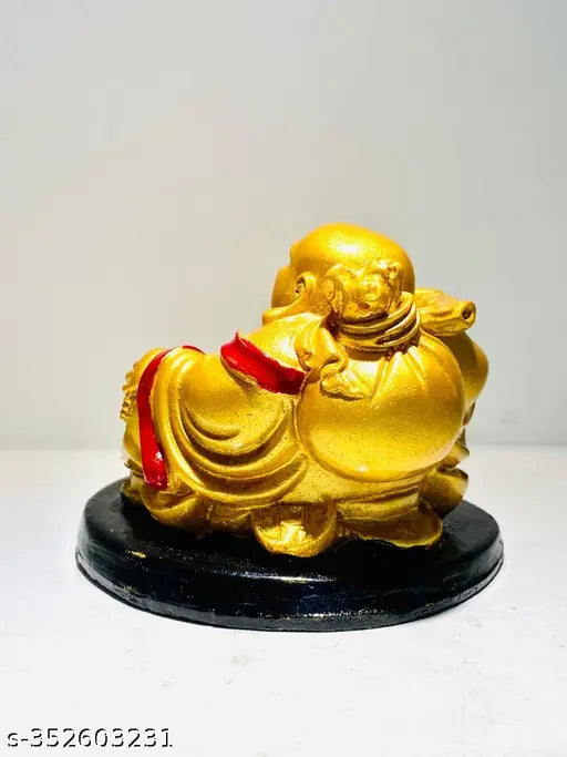 Handcrafted cute laughing Buddha statue, polyresin, home decor symbol of positivity and good luck