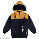 Polyester boys' colorblock hooded jacket pack of 2, quilted pattern with long sleeves, Indian made