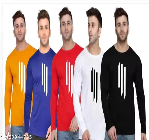 Moods A Nazzy striped polyester full-sleeve dry fit gym T-shirts for men (pack of 5), India-made athletic wear