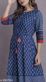 Three-quarter sleeve women's ethnic motif printed cotton kurti, vibrant Indian traditional print