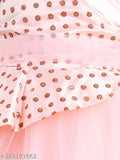Peach embroidered net party dress for kids, 1-12 years, India origin