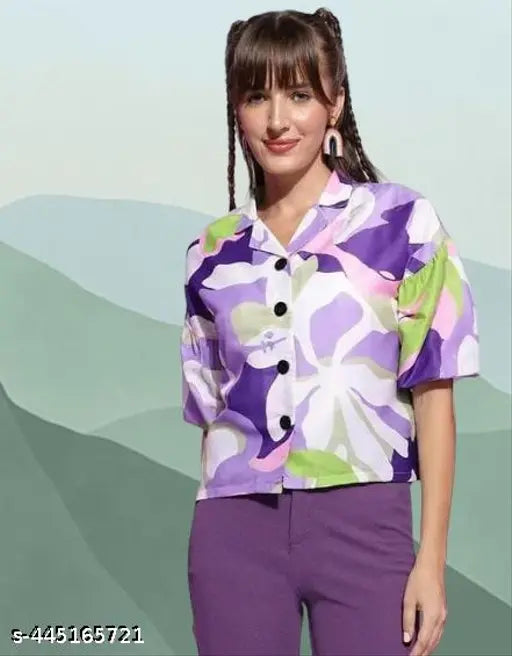 Rayon women's trendy top, solid-colored with three-quarter sleeves, size S-XXXL. Indian fashion clothing item on hanger