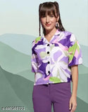 Rayon women's trendy top, solid-colored with three-quarter sleeves, size S-XXXL. Indian fashion clothing item on hanger