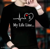 Full black long-sleeve t-shirt for men and boys, solid design in multiple sizes from S to XXL, Indian origin