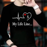 Full black long-sleeve t-shirt for men and boys, solid design in multiple sizes from S to XXL, Indian origin