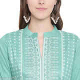 Rayon Charvi Fabulous Women's Printed Net Kurta Set with Palazzos, three-quarter sleeves, available in M and XL